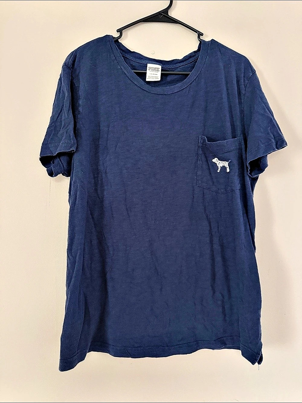 Victoria's Secret PINK Graphic Pocket Tee in Blue Size Medium